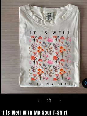 White Floral Graphic Adult Unisex T-Shirt - "It Is Well With My Soul”